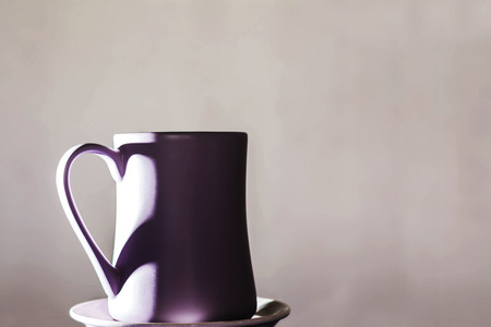 mug with reflection of handle on whiteの写真素材