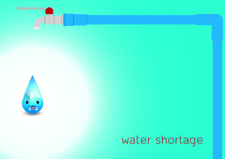water drop with pipe on background, water shortage conceptのイラスト素材