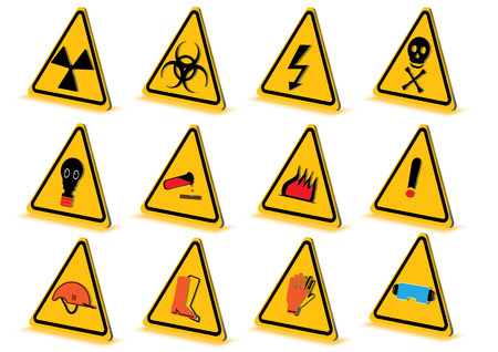 Set of warning sign on white, vector illustrationのイラスト素材