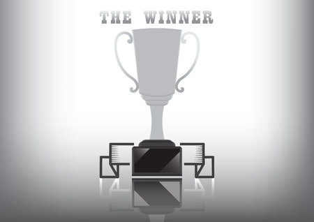 trophy in flat design on whit background, vector illustrationのイラスト素材