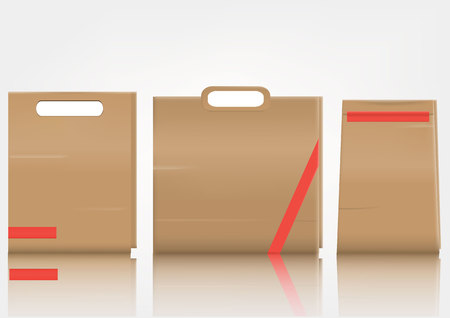 Blank paper bag set on white background, Vector illustration.のイラスト素材