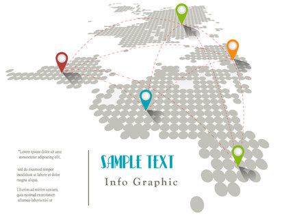 Vector world info graphic template. Info graphics concept with line and pin.のイラスト素材