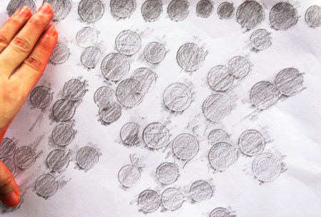 Thai coin painting on white paper abstract background