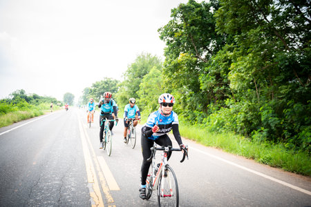 Nakhonsawan,Thailand â€“ September 22-23 2018: Group of cyclists Participated in the activity...