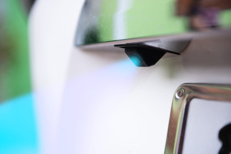 Rear view camera setting on car back with light ,safety concept