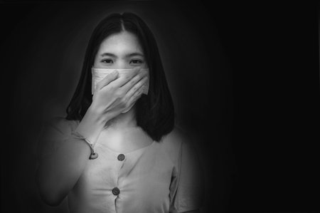 Girl with mask to protect her from Corona viru