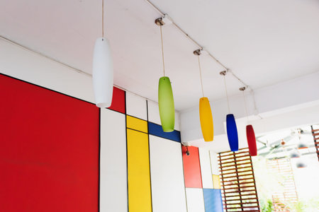 The colorful hanging glass lamp for decorate