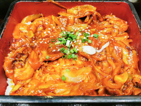 Set of Japanese food on tableの写真素材