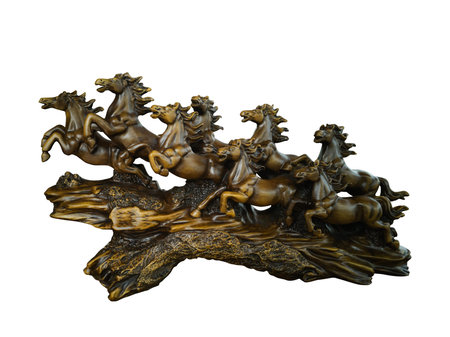 Bronze horse statue isolated over white   .の写真素材