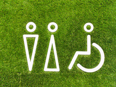 Simple basic sign icon male and female toiletの写真素材