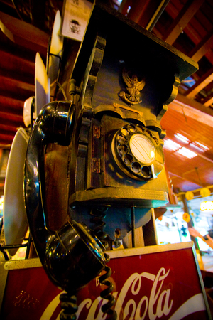 Thailand - December 21, 2008: Thai ancient telephone hanging on a pole.のeditorial素材