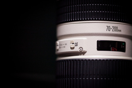 Telephoto lens with auto/manual focus switch option.の写真素材