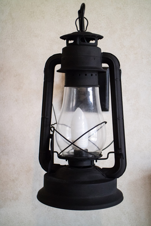 Electric vintage lamp hanging on the wall.の写真素材