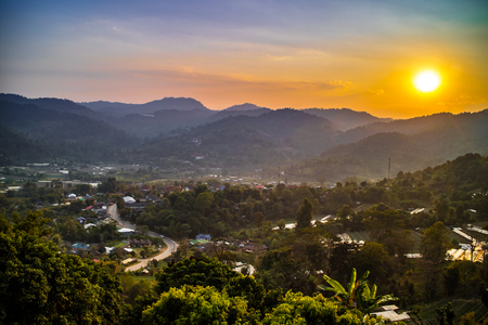 Beautiful mountain views at Mae Rim, Chiang Mai, North Thailand.の写真素材