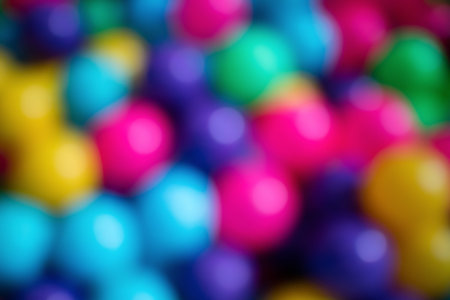 Abstract colorful blurred background of plastic balls.の写真素材
