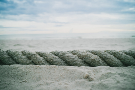 A big rope on the beach.の写真素材