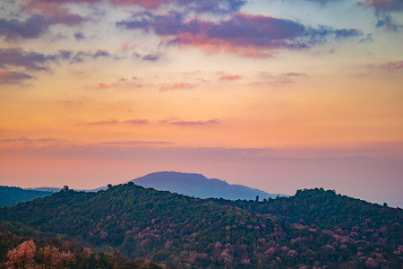 Mountain view at sunset at Phu Thap Boek, Phetchabun province, Thailand.の写真素材