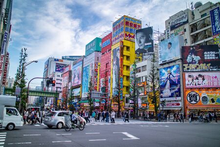 Akihabara, Japan - April 24, 2018: Crowd people walking at Akihabara, a famous shopping district.のeditorial素材
