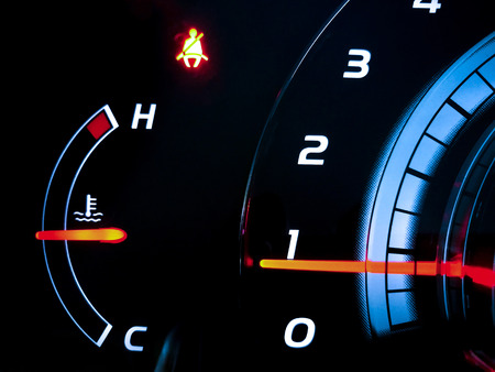 Close up of car dashboard in the dark.の写真素材