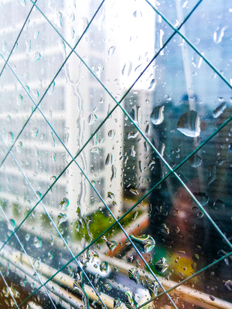 Tokyo window in a rainy day.の写真素材