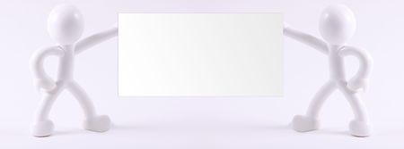 Two icon of person with blank advertisementの写真素材