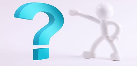 White icon person with blue 3d quistion signの写真素材