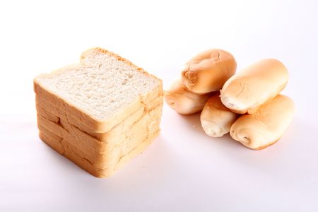 Different bread shapes on white background. Food imageの写真素材