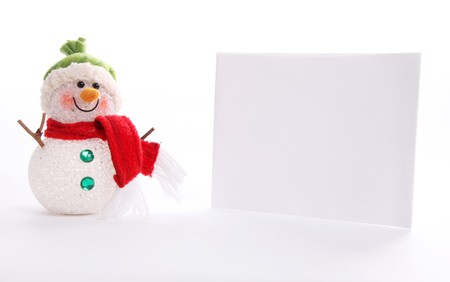 Christmas Card with a snowman over white background
の写真素材