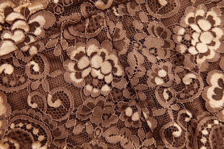 Classic and antique brown background with flowers and waves. Textile Texture の写真素材
