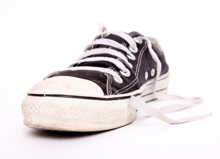 Back and white shoe, close up image over white background の写真素材