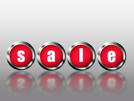 Red sale announcement with each letter in a button. Illustration の写真素材