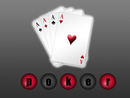 Poker game in shaped deck over gray background