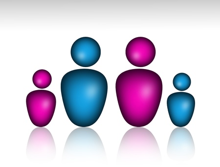 Blue and Magenta Family illustration, conceptual illustrationの写真素材