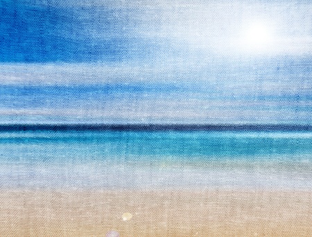 Draw of beach on canvas. Sky and sunlight, abstract illustrationの写真素材