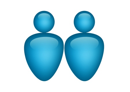 blue couple illustration on white background, isolated imageの写真素材