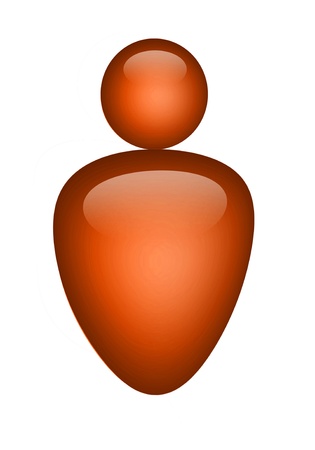 Orange illustration of person on white backgroundの写真素材