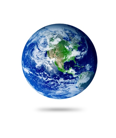 The earth with shadow over white background. Illustrationの写真素材