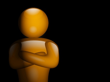 illustration of person on black background with lightの写真素材