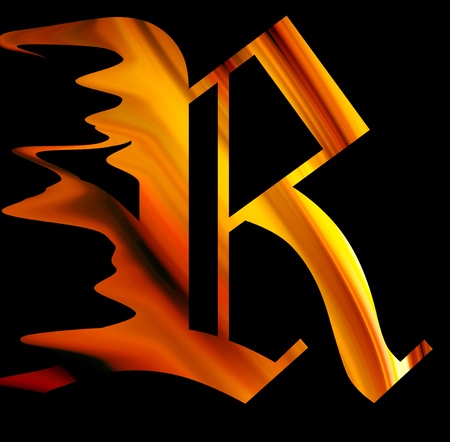 letter r with fire effectの写真素材