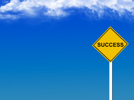 yellow succes sign whit blue sky background