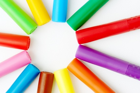 bookmark colors on white background, circle structureの写真素材