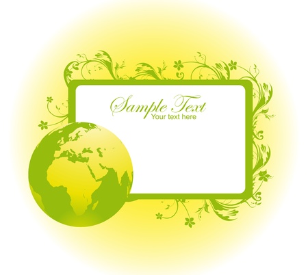green and white blanck label with planet and sun over white backgroundのイラスト素材