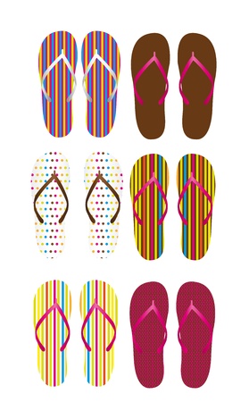 colorful flip flops isolated over white background. vectorのイラスト素材