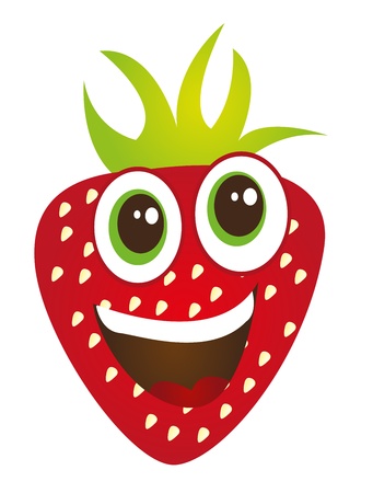 cute strawberry cartoon isolated over white backrground. vectorのイラスト素材