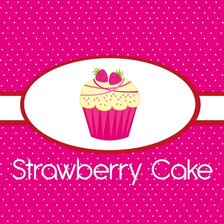 pink strawberry cake over pink background. vectorのイラスト素材