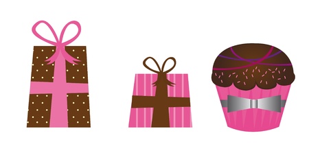 cute gifts and cupcake isolated over white background. vectorのイラスト素材