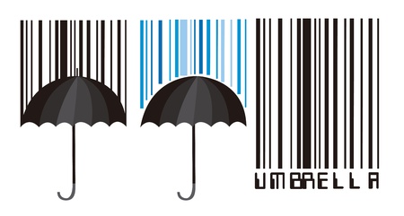 barcode and umbrella isolated over white background. vectorのイラスト素材