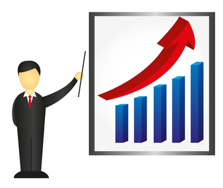 business man with graph board isolated over white background. vectorのイラスト素材