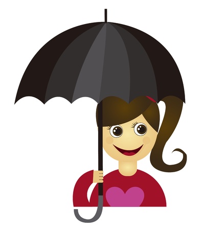 girl with black umbrella isolated over white background. vectorのイラスト素材