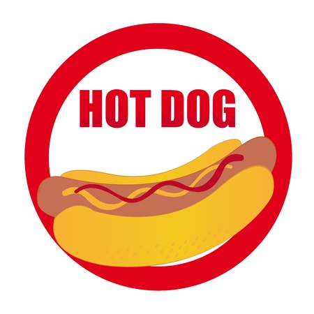 red,orange,yellow hot dog label isolated over white background. vectorのイラスト素材